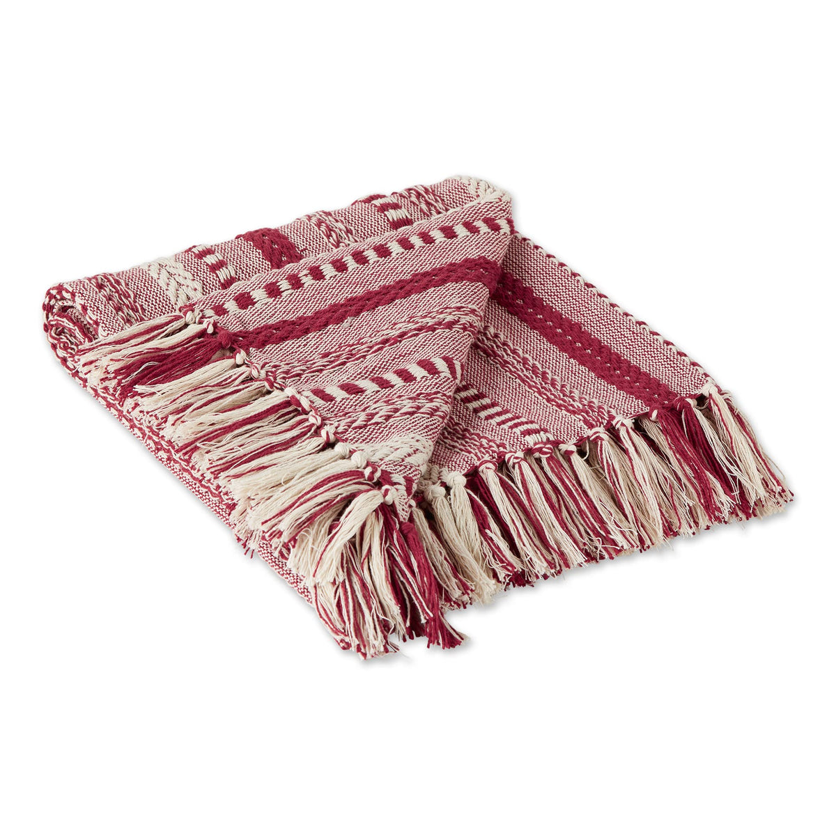 Dii Braided Striped Decorative Throw Blanket, 50X60, Barn Red