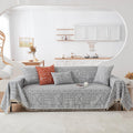 Handontime Bohemian Grey And White Couch Cover For Dogs Aztec Tribal Sofa Covers For 3 Cushion Couch Aesthetic Tassel Couch Slipcover Sofa Seat Cover Universal Loverseat Cover Futon Cover, 71' X150'