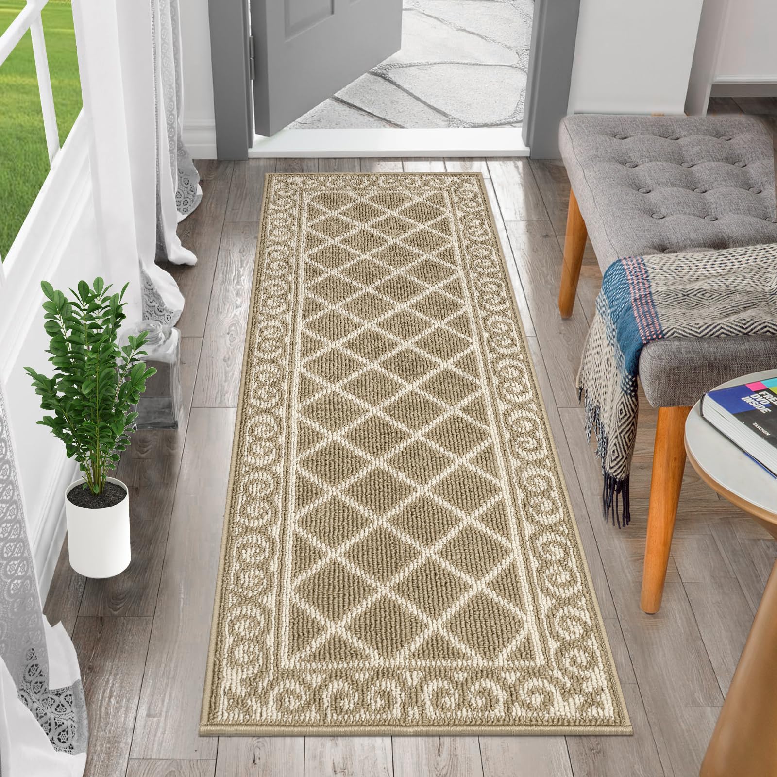 Hebe Indoor Door Mat 20'X59' Non Slip Front Door Welcome Mats Washable Shoe Mats Dirt Trapper For Entryway Low Profile Kitchen