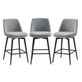 Chita Counter Height Swivel Barstools, Fsc Certified Upholstered Fabric Bar Stools Set Of 3, Metal Base, 27.2' Seat Height, Grey (Multi-Colored)