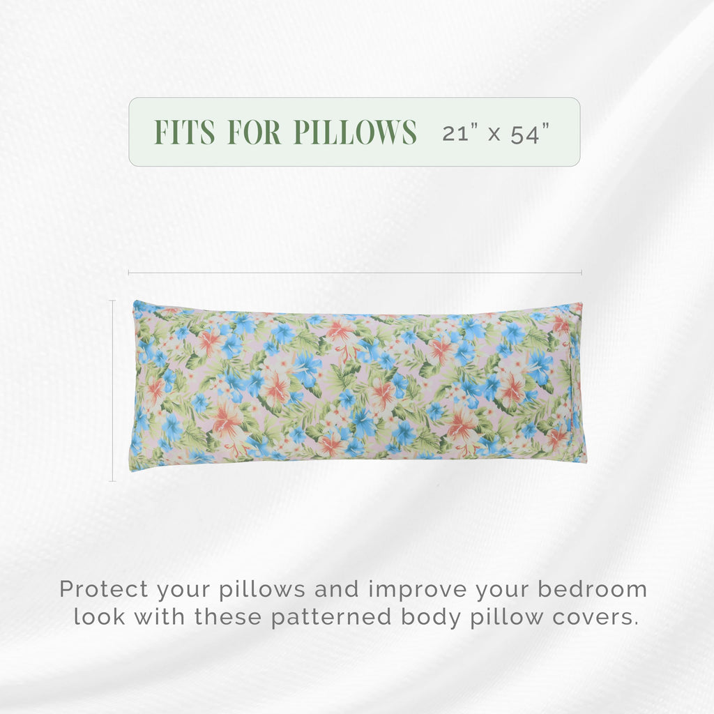 Elegant Comfort Ultra Soft 1-Piece Set Floral Print Pillowcases - 1500 Premium Hotel Quality Microfiber, Soft And Smooth Hidden Zipper Closure 1-Piece Pillow Covers - Body Pillowcase, Magnolia