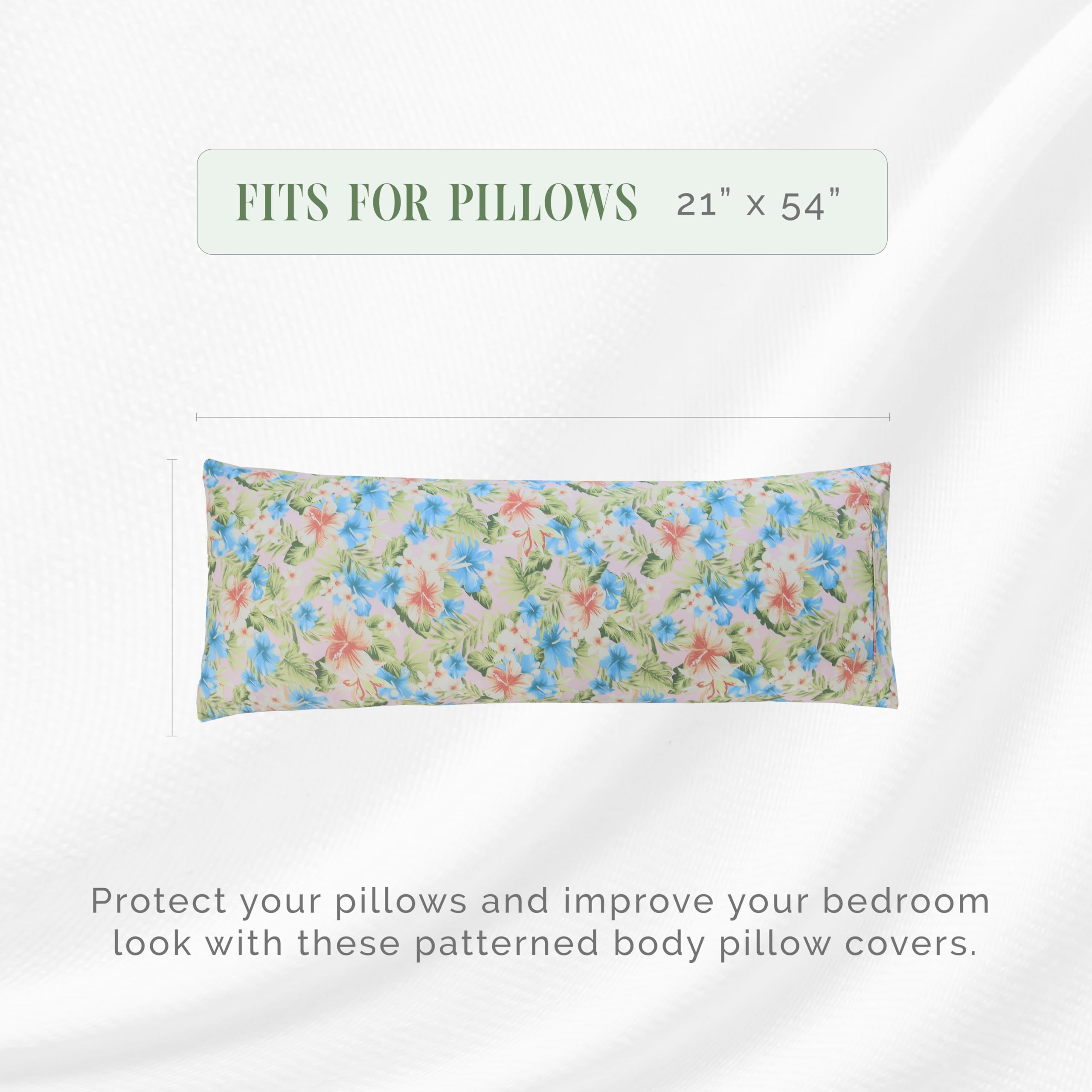 Elegant Comfort Ultra Soft 1-Piece Set Floral Print Pillowcases - 1500 Premium Hotel Quality Microfiber, Soft And Smooth Hidden Zipper Closure 1-Piece Pillow Covers - Body Pillowcase, Magnolia
