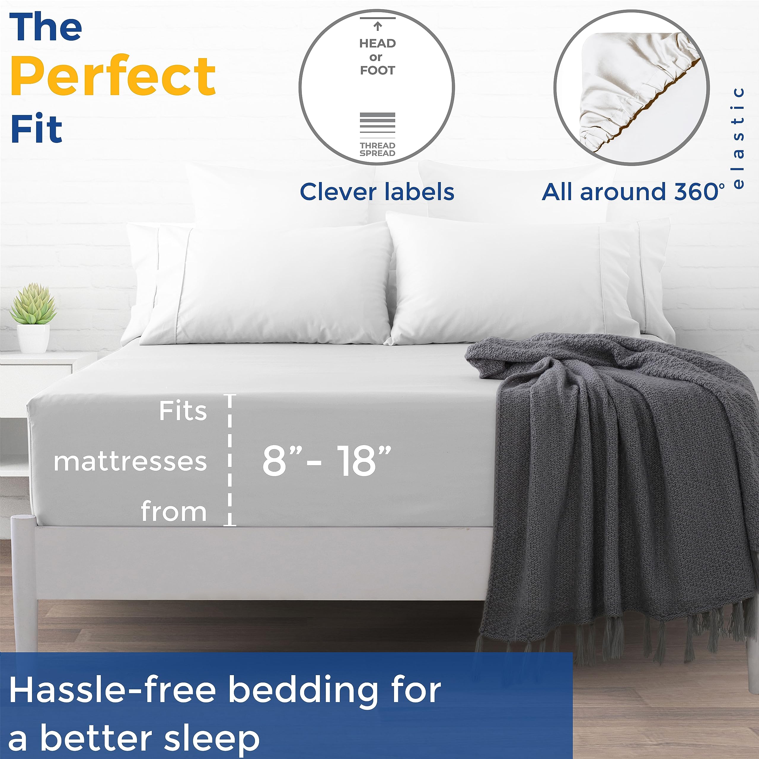 Thread Spread 100% Egyptian Cotton Fitted Sheet Twin Size - 600 Thread Count 16' Deep Pocket Twin Fitted Sheet Only, Soft Cooling Elastic Bottom Sheet, Fits College Dorm Mattress, Teens - Silver Grey