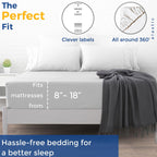 Thread Spread 100% Egyptian Cotton Fitted Sheet Twin Size - 600 Thread Count 16' Deep Pocket Twin Fitted Sheet Only, Soft Cooling Elastic Bottom Sheet, Fits College Dorm Mattress, Teens - Silver Grey