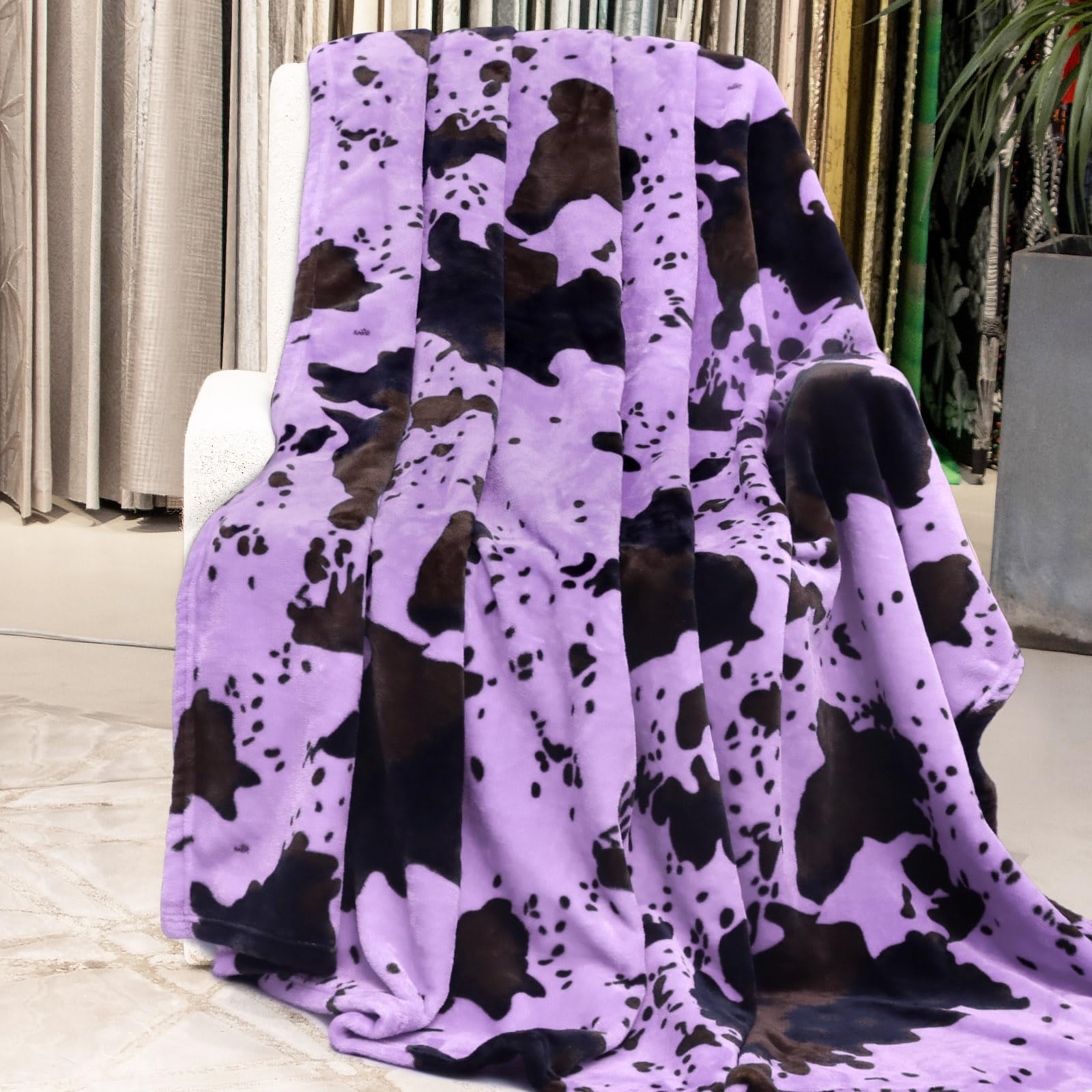Dark Purple Blanket Throw Lightweight Fuzzy Cozy Soft Lavender Lilac Purple Fleece Blanket Decor Stuff For Teen Girls Women 50'