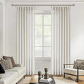 Vision Home Natural Pinch Pleated Semi Sheer Curtains Textured Linen Blended Light Filtering Window Curtains 108 Inch For Living