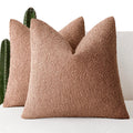 Foindtower Set Of 2, Decorative Textured Boucle Throw Pillow Covers Accent Solid Pillow Cases Neutral Couch Cushion Case For Cha