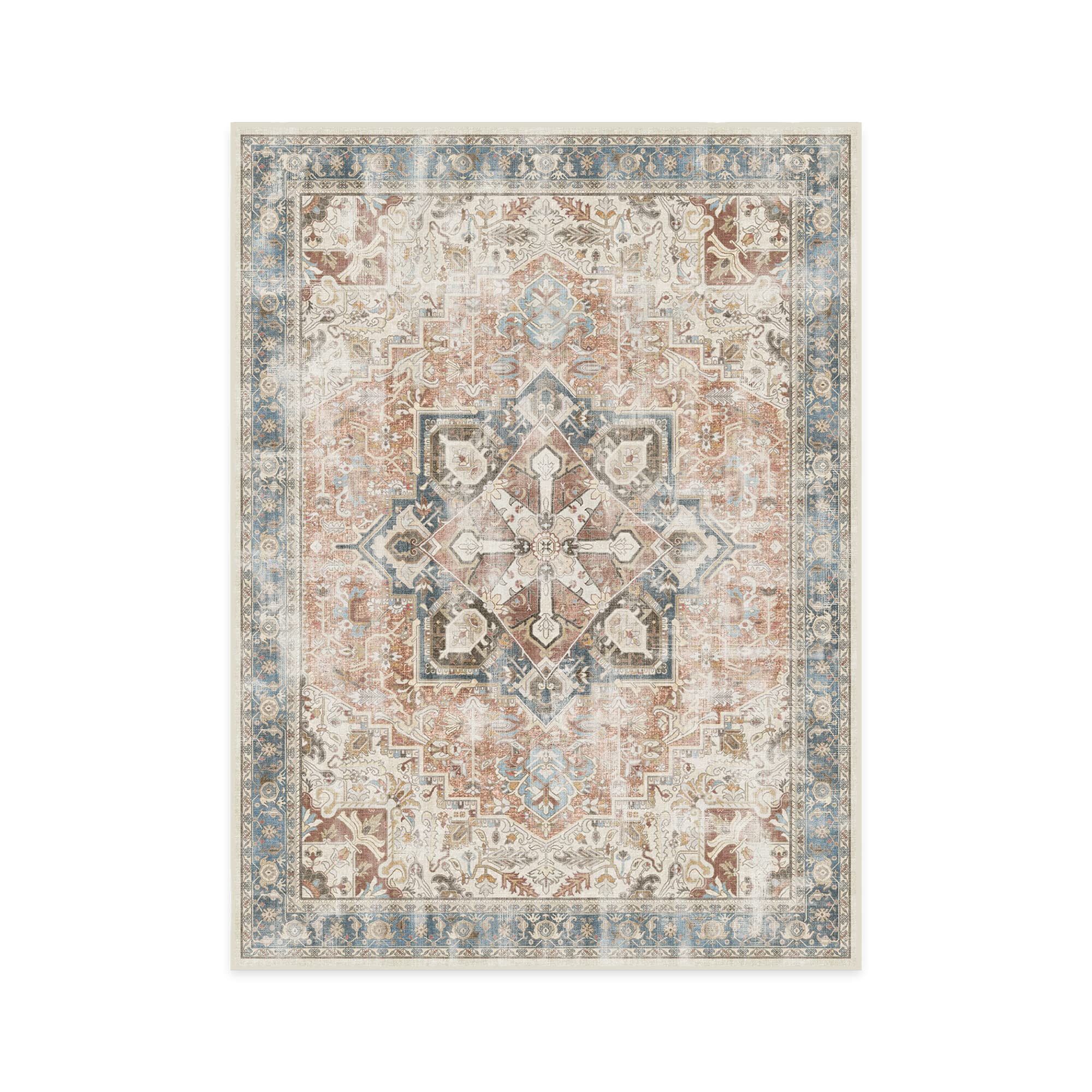 RUGGABLE Kamran Washable Rug - Perfect Vintage Area Rug for Living Room Bedroom Kitchen - Pet & Child Friendly - Stain & Water R