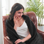 Inhand Knitted Throw Blankets For Couch And Bed, Soft Cozy Knit Blanket With Tassel, Black Lightweight Decorative Blankets And T