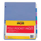 School Smart Tabbed Poly Binder Pocket Page, Assorted Colors, 1 Set Of 8