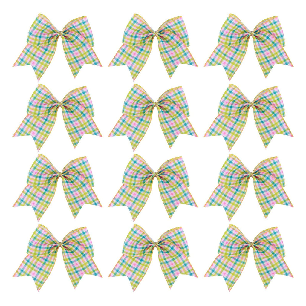 Meseey 12 Pcs 6 Inch Easter Burlap Bows Spring Bunny Bow For Gift Wrapping Tree Topper Front Door Party Home Decorations (Easter