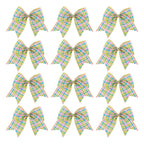 Meseey 12 Pcs 6 Inch Easter Burlap Bows Spring Bunny Bow For Gift Wrapping Tree Topper Front Door Party Home Decorations (Easter