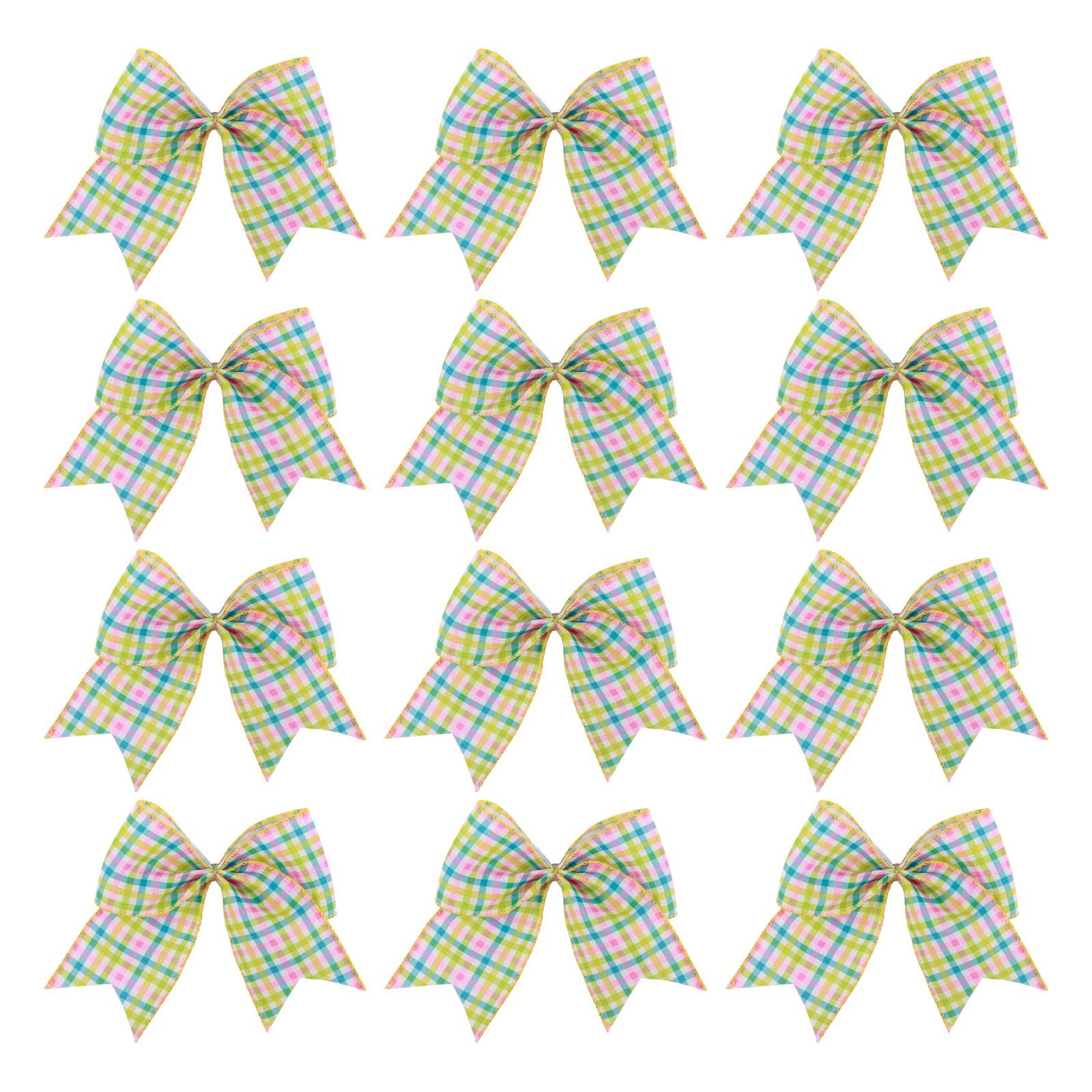 Meseey 12 Pcs 6 Inch Easter Burlap Bows Spring Bunny Bow For Gift Wrapping Tree Topper Front Door Party Home Decorations (Easter