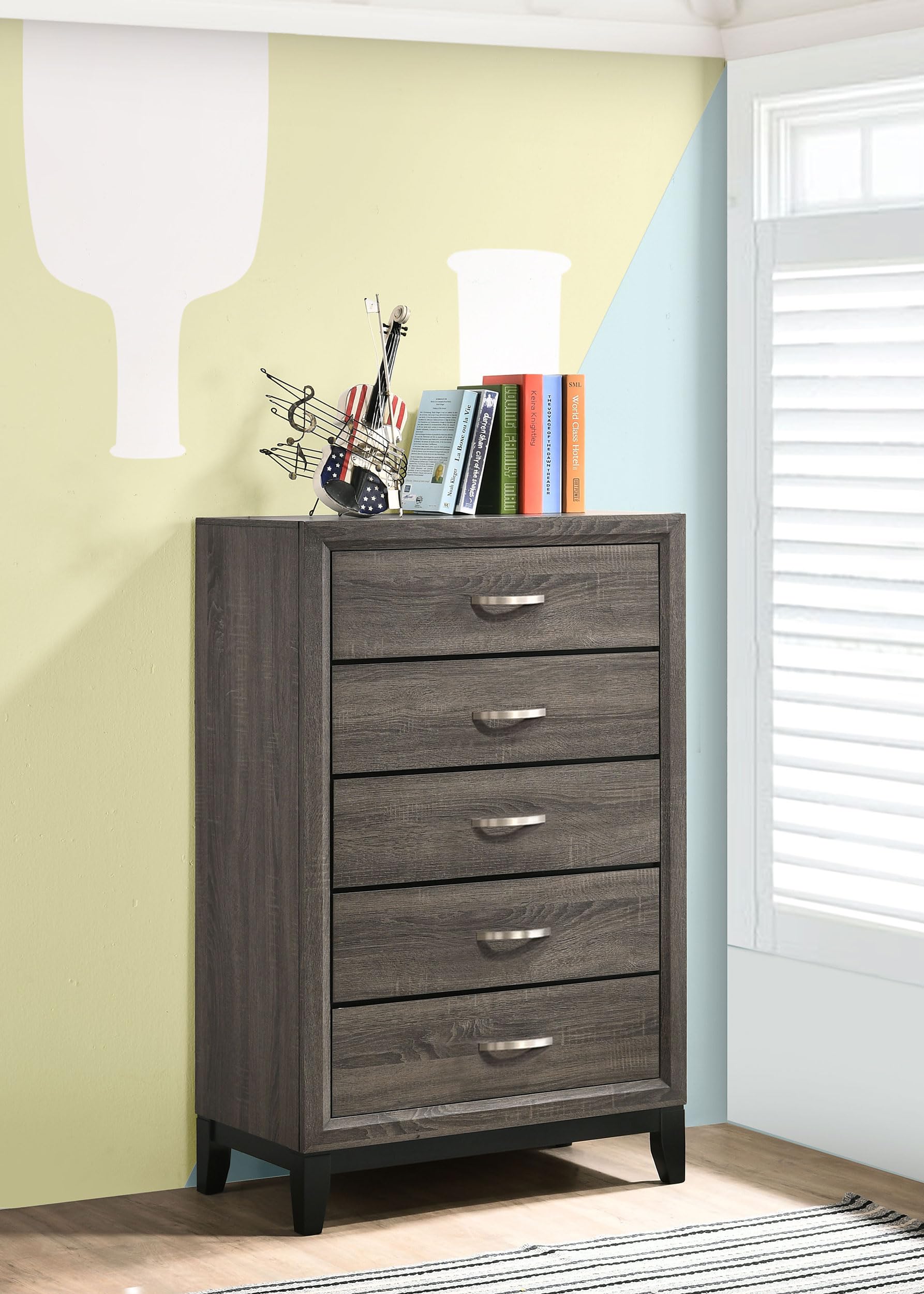 Coaster Home Furnishings Watson 5-Drawer Bedroom Chest Grey Oak