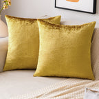 EMEMA Fall Bright Gold Velvet Throw Pillow Covers 20x20 Inch Set of 2 Decorative Square Pillowcase Soft Solid Cushion Case for C