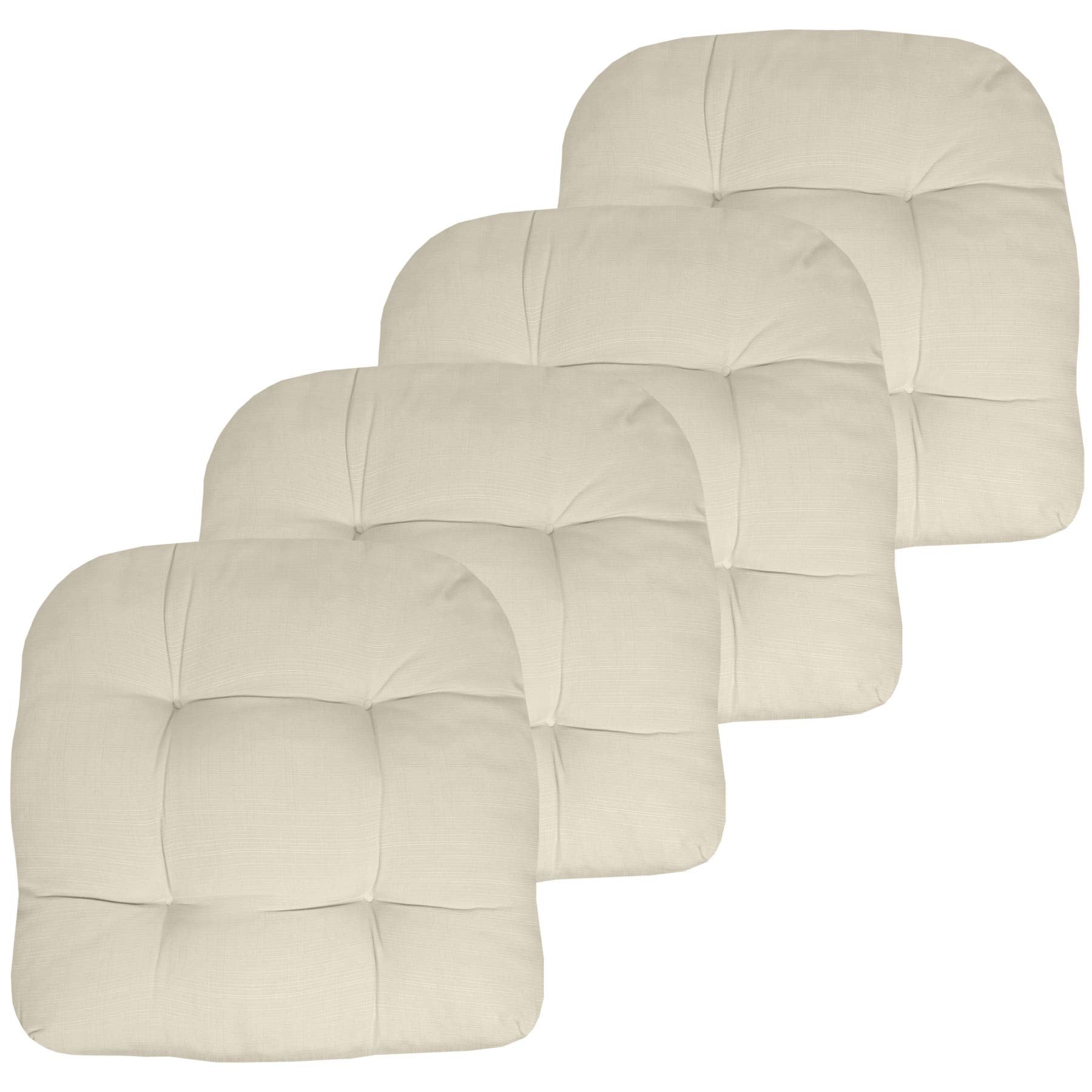 Sweet Home Collection Patio Cushions Outdoor Chair Pads Premium Comfortable Thick Fiber Fill Tufted 19' X 19' Seat Cover, 4 Pa