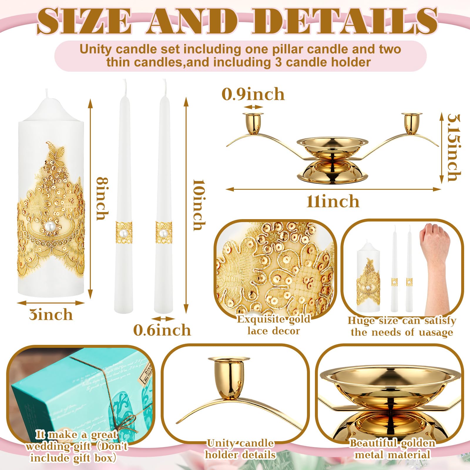 Irenare Unity Candles With Candle Holder For Wedding Ceremony Wedding Accessories For Reception Ceremony Decorative Candle Holde