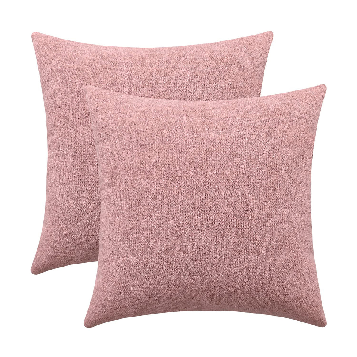 Jeneoo Decorative Dusty Rose Throw Pillow Covers Rustic Farmhouse Super Soft Square Chenille Comfy Solid Cushion Couch Cases For
