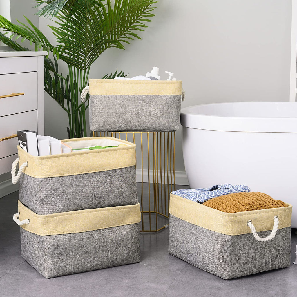 Thewarmhome Storage Basket For Organizing - 3 Pack 14X10X7 Inch Large Collapsible Storage Bin For Shelves, Fabric Storage Cubes