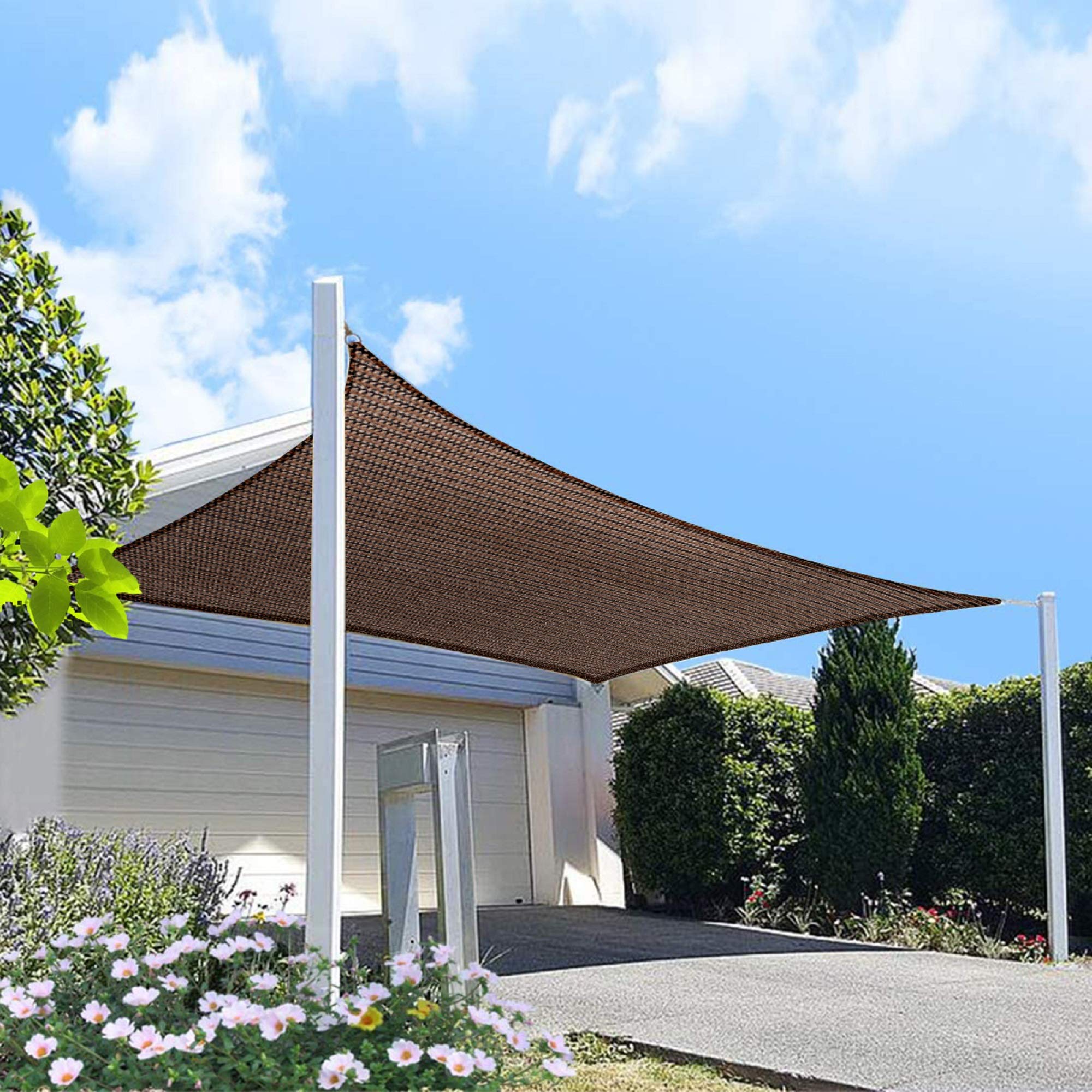 Homa 18' X 18' Brown Rectangle Sun Shade Sail Canopy, 95% Uv Blockage Awning Shelter Fabric Cloth Screen For Patio Outdoor Backy