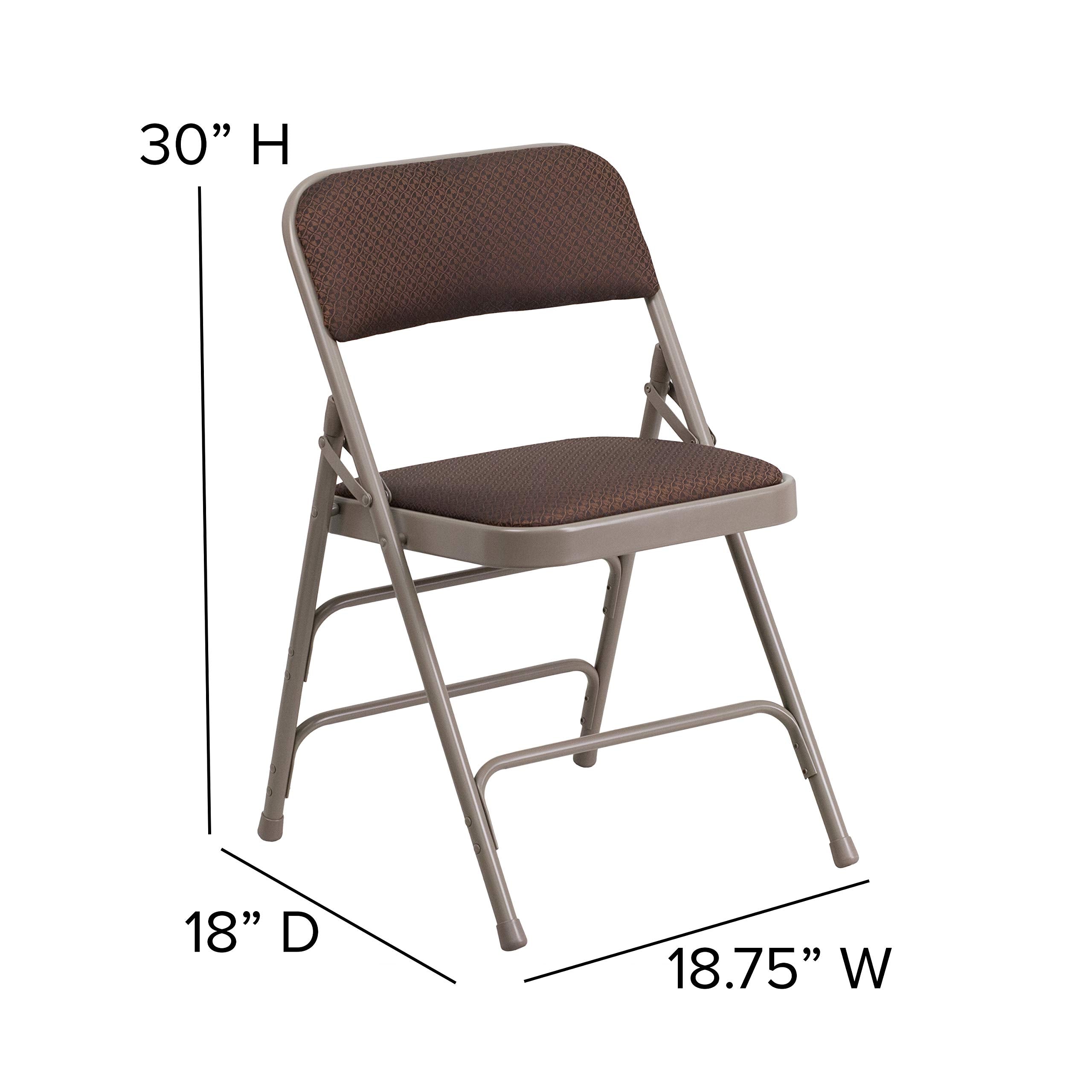 Flash Furniture HERCULES Series Curved Triple Braced & Double Hinged Brown Patterned Fabric Metal Folding Chair