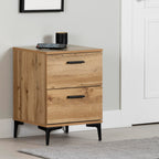South Shore Slendel 2-Drawer Side Table with Metal Legs, Nordik Oak