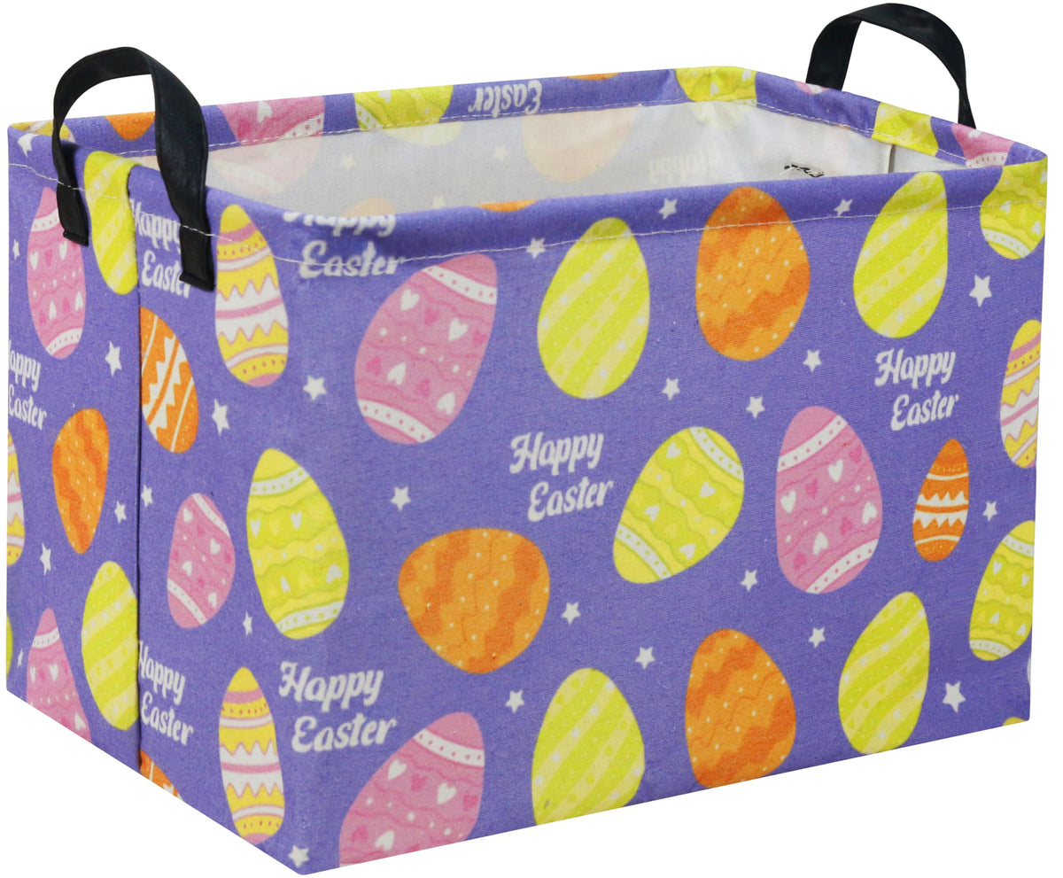 TIBAOLOVER Rectangular Easter Basket Purple Easter Egg Gift Basket Baby Storage Basket Cute Kids Toy Storage Bin Organizer Shelf