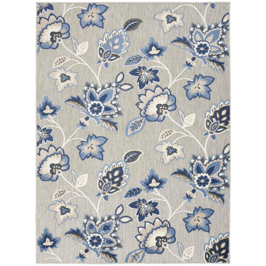 Nourison Aloha Indoor/Outdoor Modern Blue/Grey 7'10' X 10'6' Area Rug, Easy Cleaning, Non Shedding, Bed Room, Living Room, Dining Room, Kitchen (8X11)