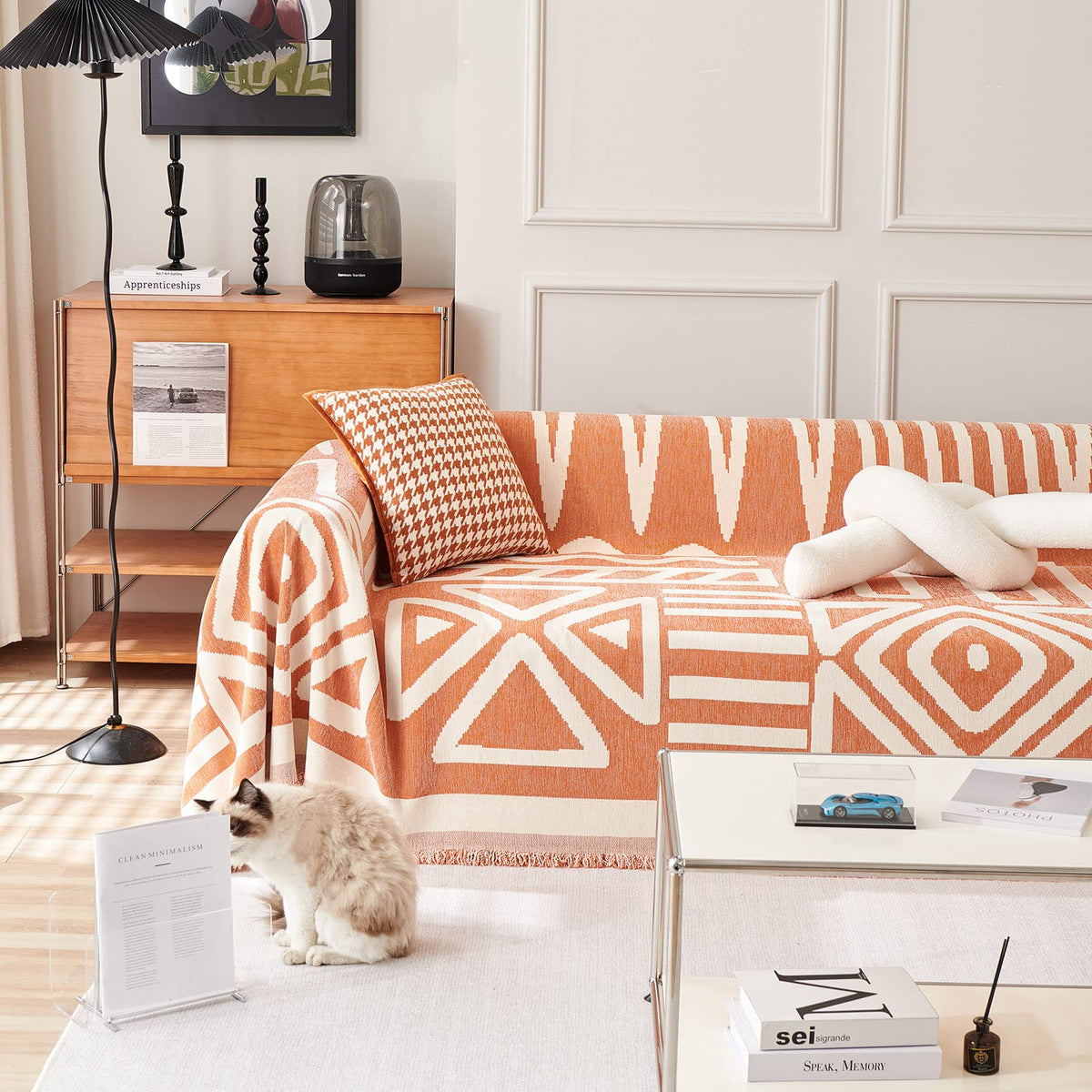Handontime Orange Sofa Covers For Couch Chair Recliner Chenille Couch Cover For Dogs Sofa Covers Armchair Cushion Couch Boho Sof