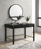 Coaster Home Furnishings Arini Coastal 2-Piece Makeup Vanity Desk with Mirror for Bedroom Makeup Table and Wall Mounted Round Vanity Mirror with Jewelry Storage Shelf Black 224337-SET