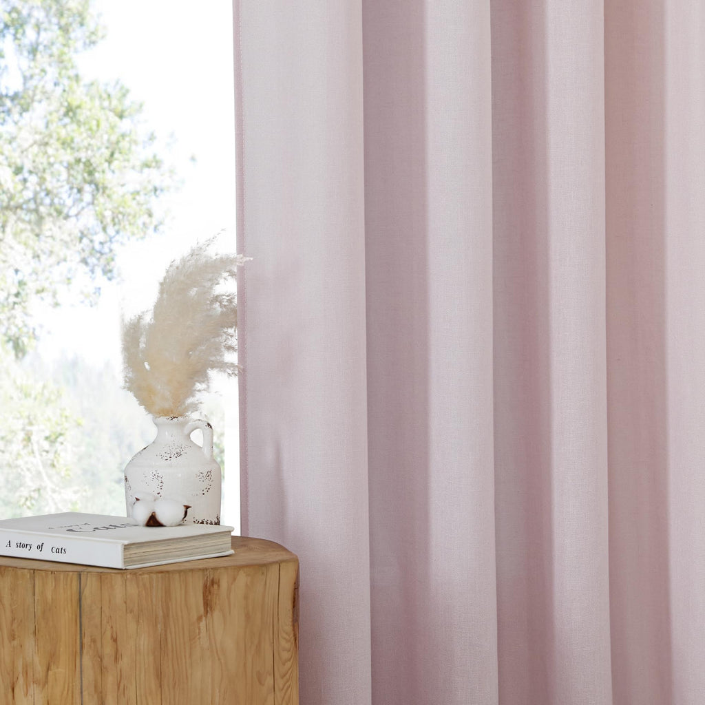 Nicetown Thick Linen Blush Pink Curtains 2 Panels For Kids Room, Grommet Flax Linen Privacy Added With Light Filtering Window Treatments For Bedroom/Living Room, W55 X L96