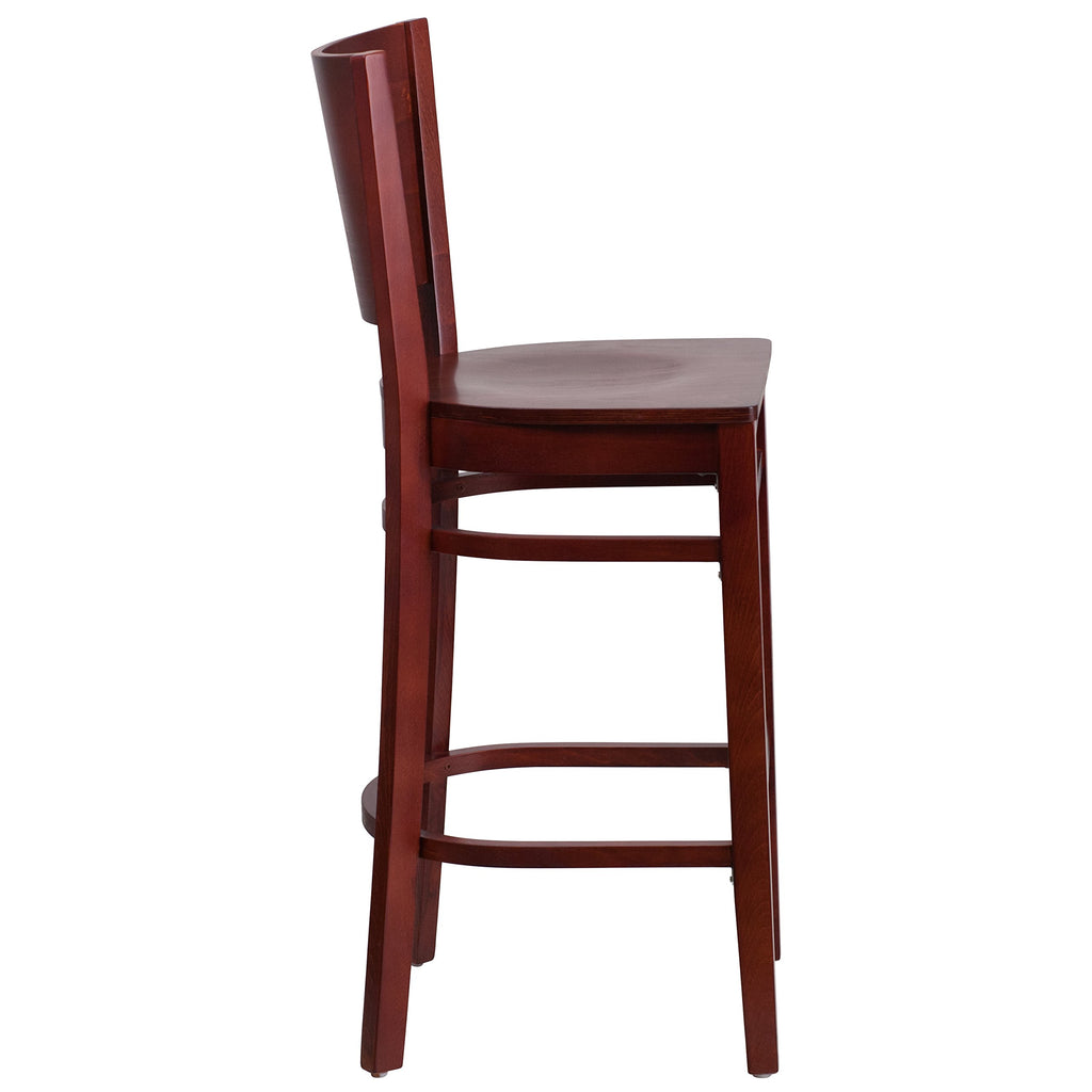 Flash Furniture Lacey Series Solid Back Mahogany Wood Restaurant Barstool