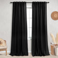 Koufall Black Back Tab Rod Pocket Linen Sheer Curtains For Living Room 52X90 Inches Long