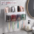 Wall Mounted Toothbrush Holder for Bathroom, Includes 2 Extra Adhesive Mounts & 2 SelfAdhesive Wall Hooks, No Drill Toothbrush 