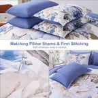Dintszyayue Blue Comforter Set 7 Pieces Floral Bed In A Bag Queen, Elegant Flower Print Bed Comforter Set, Lightweight Bedding S