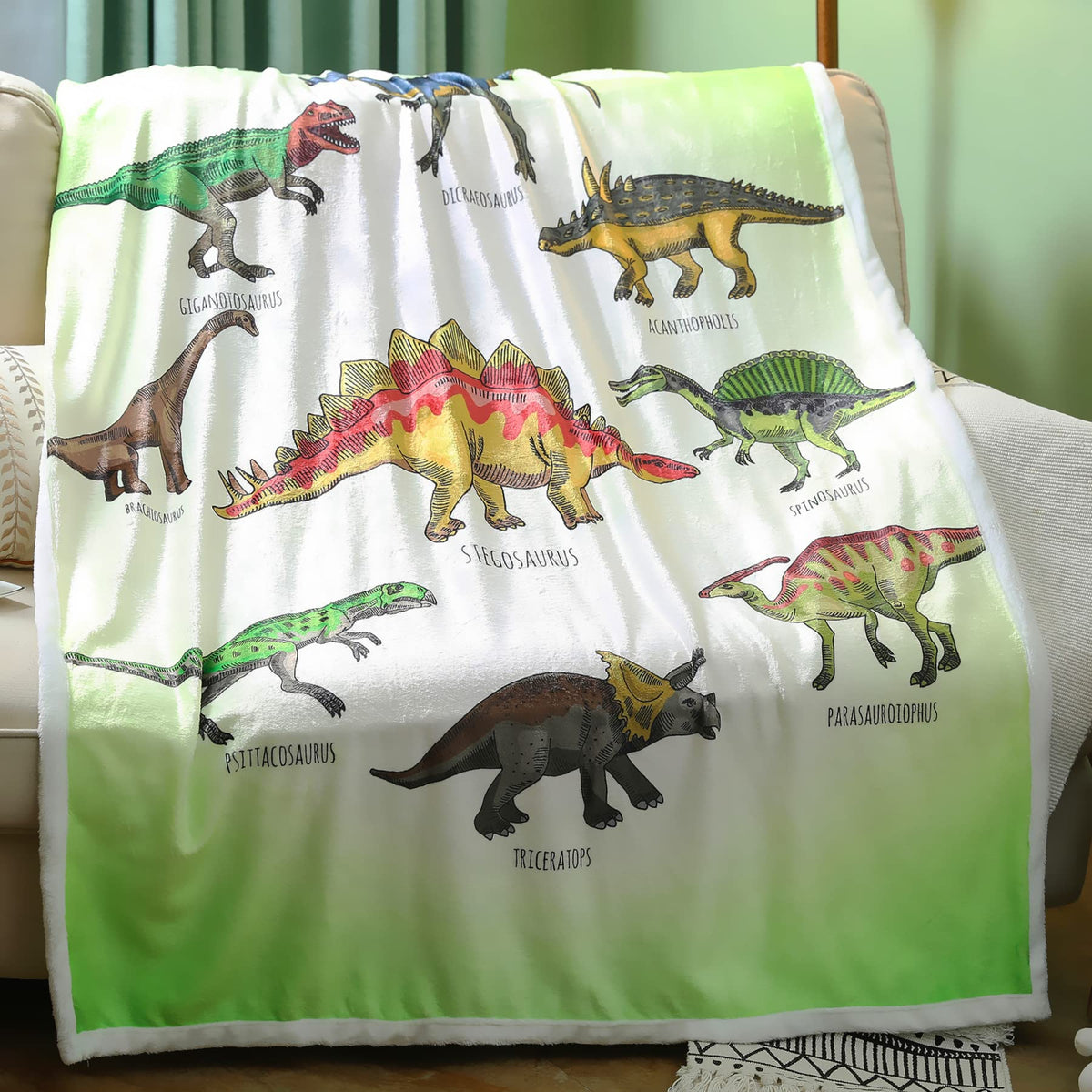 Chifave Dinosaur Blanket For Boys Soft Dino Gift For Dinosaur Lovers Throw Blanket With Dinosaurs On It Cozy Fluffy Dinosaur Gif