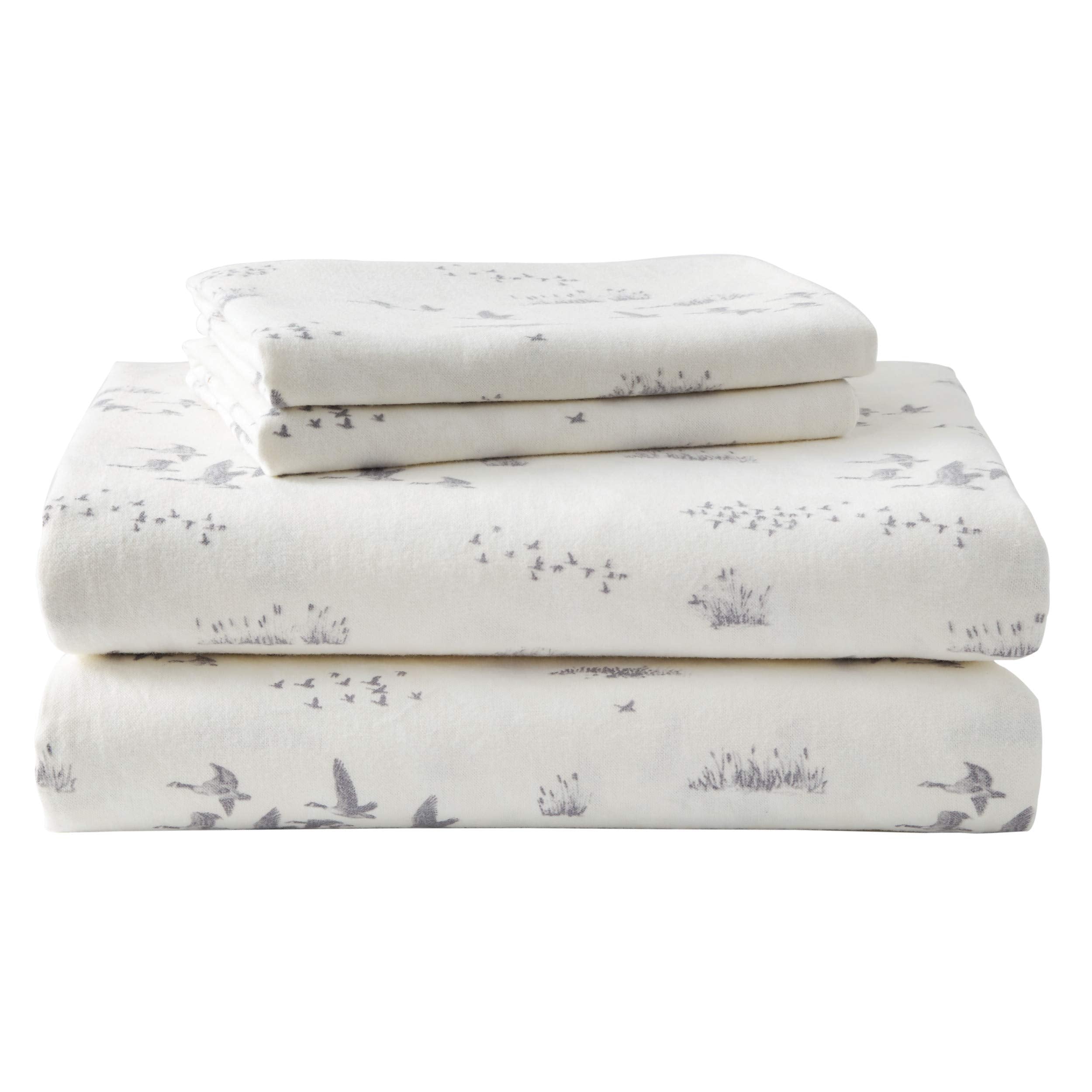Eddie Bauer - Full Sheets, Cotton Flannel Bedding Set, Brushed For Extra Softness, Cozy Home Decor (Geese Meadows, Full)