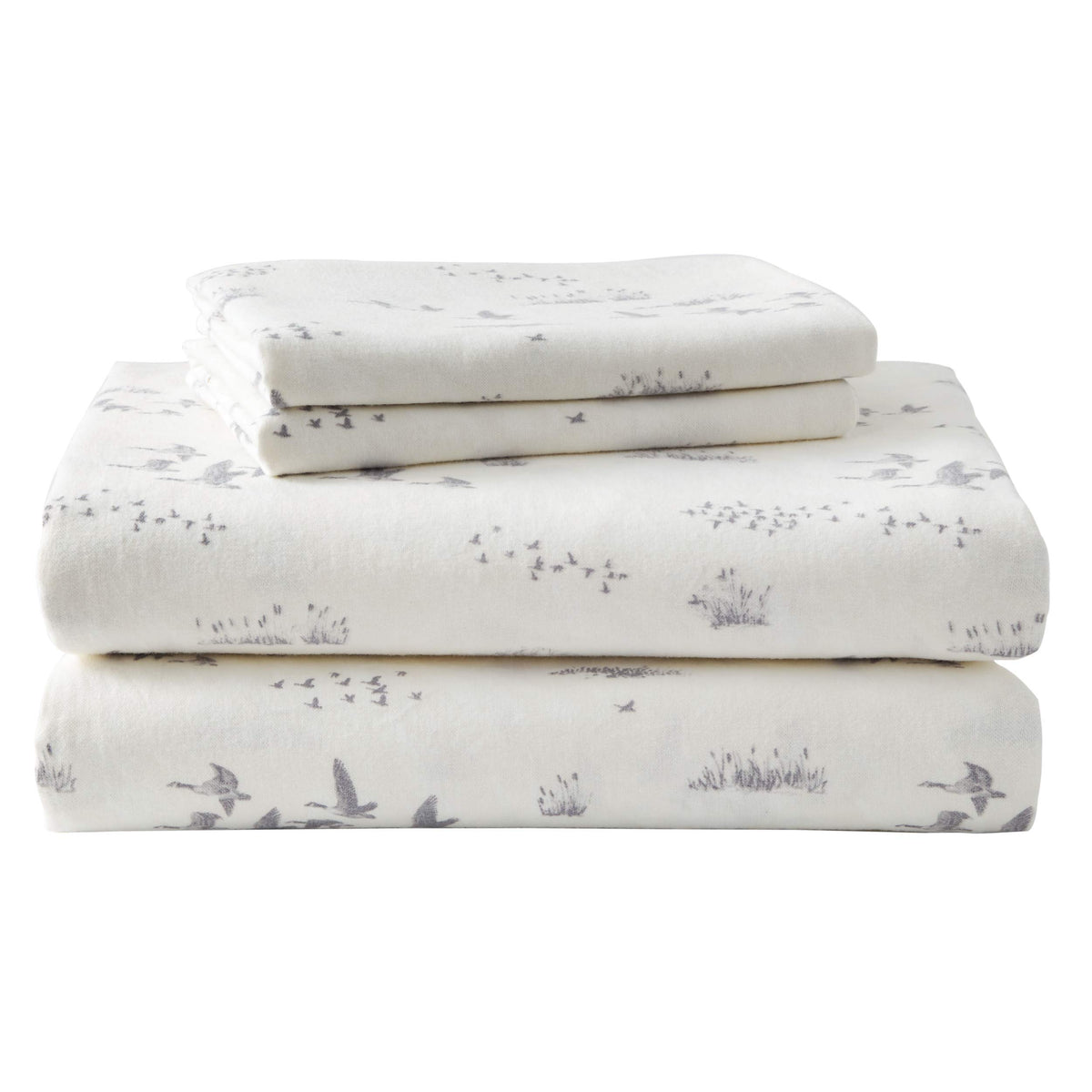 Eddie Bauer - Queen Sheets, Cotton Flannel Bedding Set, Brushed For Extra Softness, Cozy Home Decor (Geese Meadow, Queen)