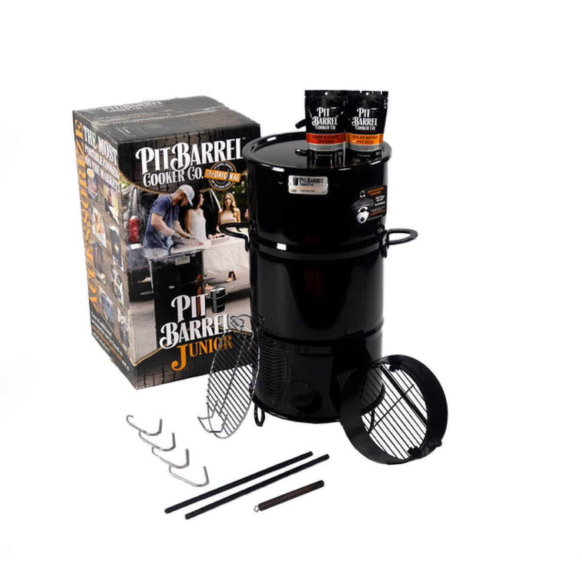 Pit Barrel Cooker Junior Package - 14 Inch Drum Smoker  Porcelain Coated Steel Drum Bbq Grill