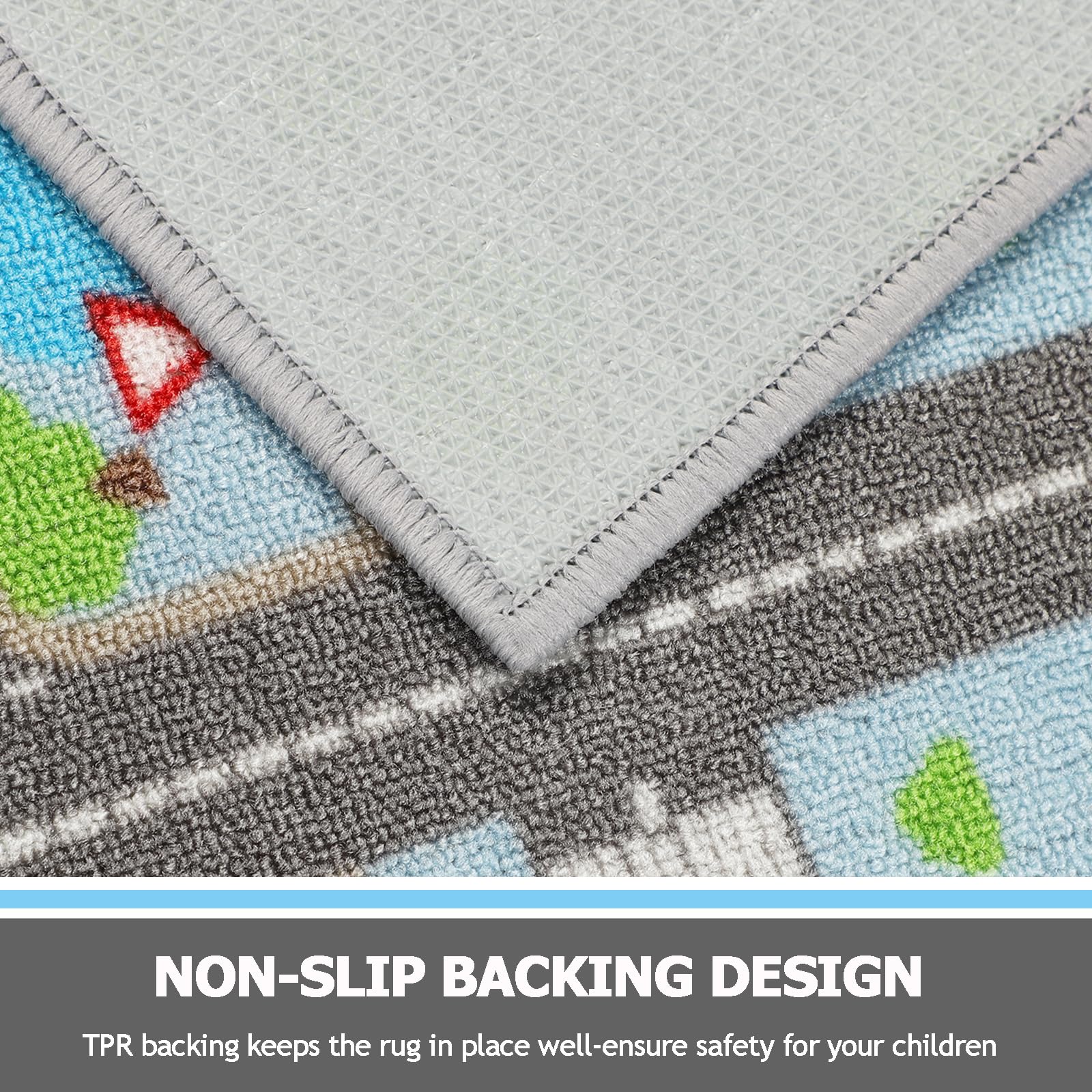 Capslpad Sky Blue Car Road Kid Rug Carpet Playmat For Playoom Traffic Road Kids Play Mat For Toddler Non Slip Washable City Map