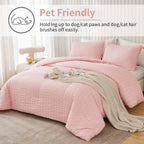 Avelom Blush Pink Seersucker Twin/Twin Xl Comforter Set (68X90 Inches), 2 Pieces-100% Soft Microfiber Lightweight Comforter With 1 Pillowcase, All Season Down Alternative Comforter Set For Bedding