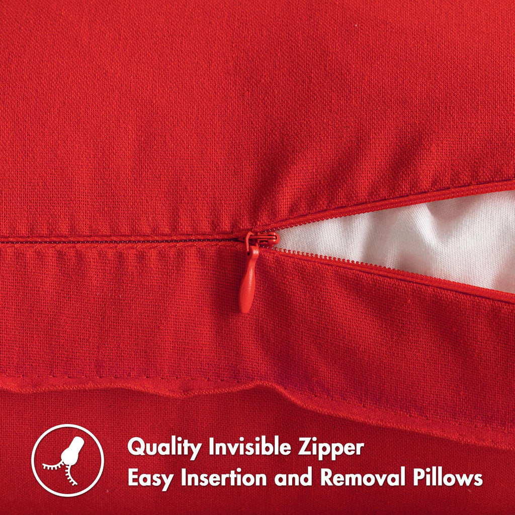 Miulee Pack Of 2 Red Pillow Covers 18X18 Inch Decorative Couch Throw Pillow Covers Linen Cushion Covers Set Modern Farmhouse Home Decor For Sofa Living Room Bed