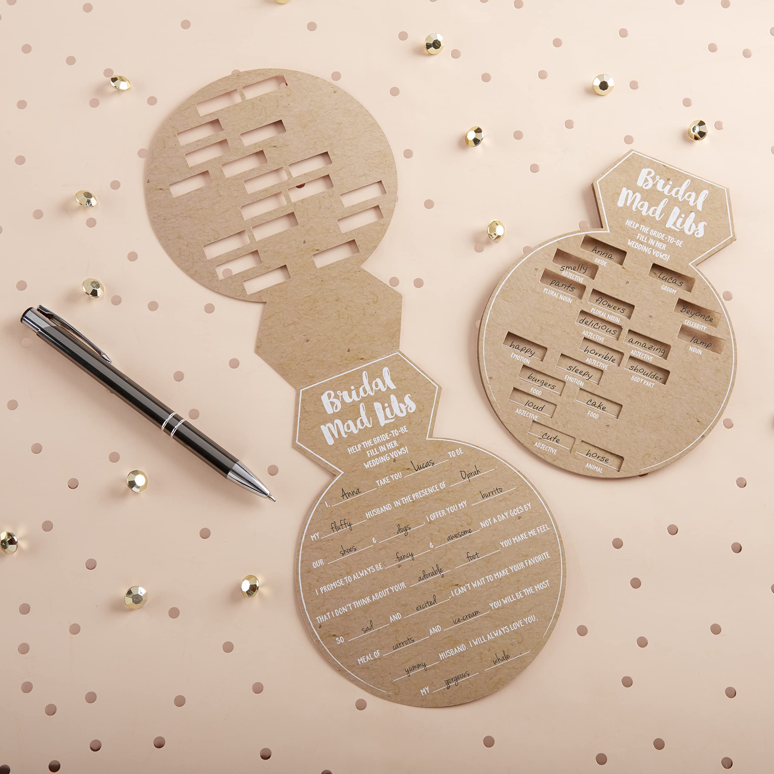 Kate Aspen 28441Na Bridal Shower Games, Ring Shaped Mad Libs Cards (Set Of 50) Wedding Shower Game, Engagement Party, Bacheloret