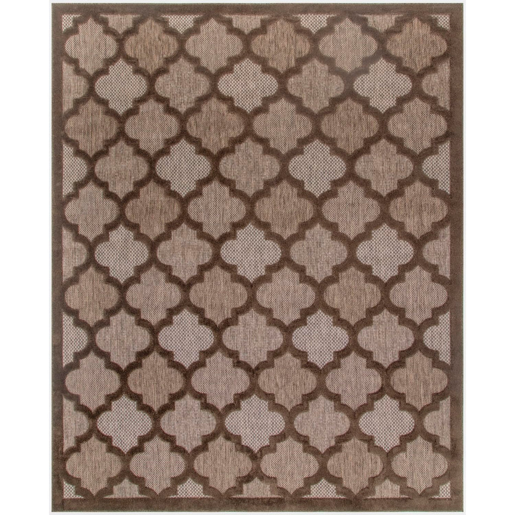 Nourison Easy Care Modern Indoor/Outdoor Brown 8' X 10' Area Rug, Easy Cleaning, Non Shedding, Bed Room, Living Room, Dining Room, Backyard, Deck, Patio (8X10)