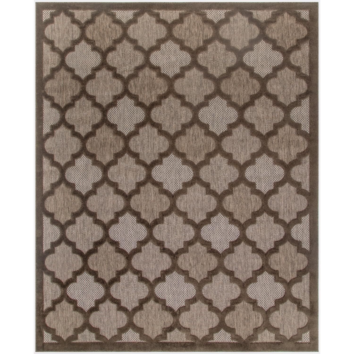 Nourison Easy Care Modern Indoor/Outdoor Brown 8' X 10' Area Rug, Easy Cleaning, Non Shedding, Bed Room, Living Room, Dining Room, Backyard, Deck, Patio (8X10)