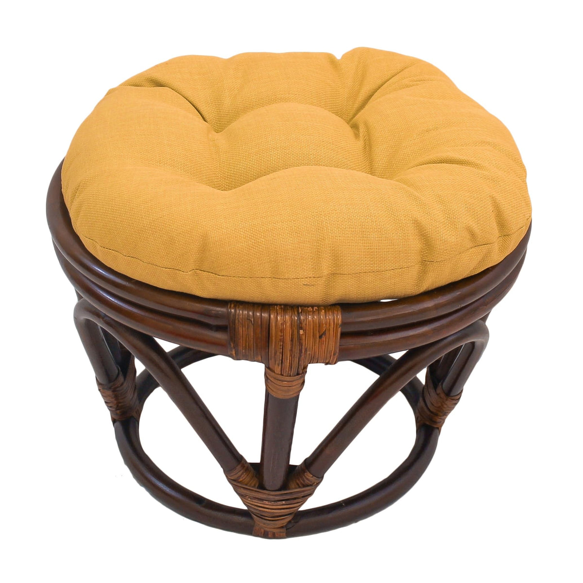 International Caravan Bali 18-inch Footstool with Solid Outdoor Cushion Lemon