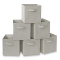 Casafield Set of 6 Collapsible Fabric Cube Storage Bins, Light Gray - 11 Foldable Cloth Baskets for Shelves, Cubby Organizers & 