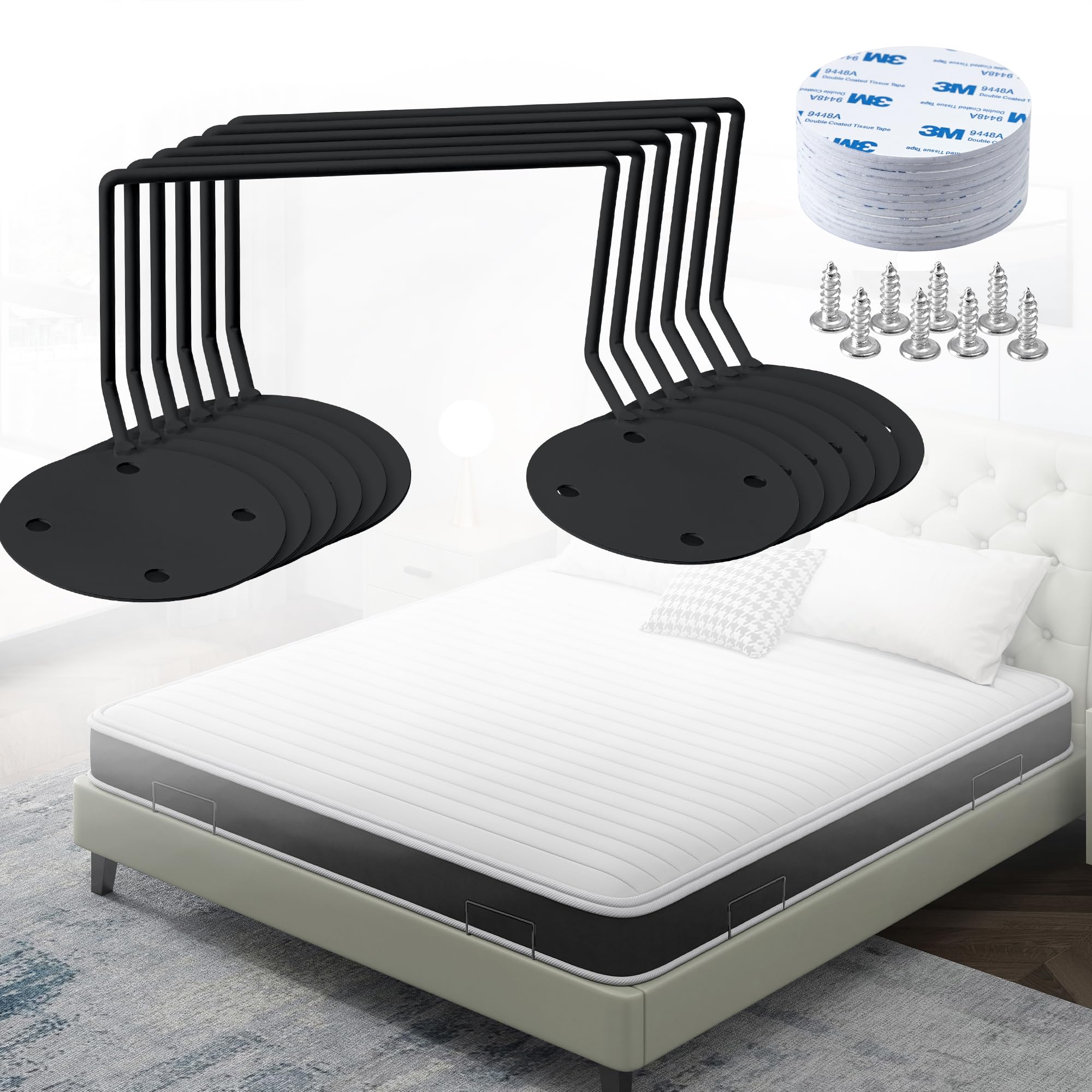 6 Pack Mattress Retainer Bar Keep Mattress Stopper From Sliding, Non Slip Mattress Gaskets For Bed Frame, Mattress Slide Stopper