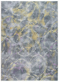 HomeRoots Grey/Gold Polyester 8’ x 10’ Gray Gold Abstract Rings Area Rug