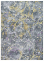 HomeRoots Grey/Gold Polyester 8’ x 10’ Gray Gold Abstract Rings Area Rug